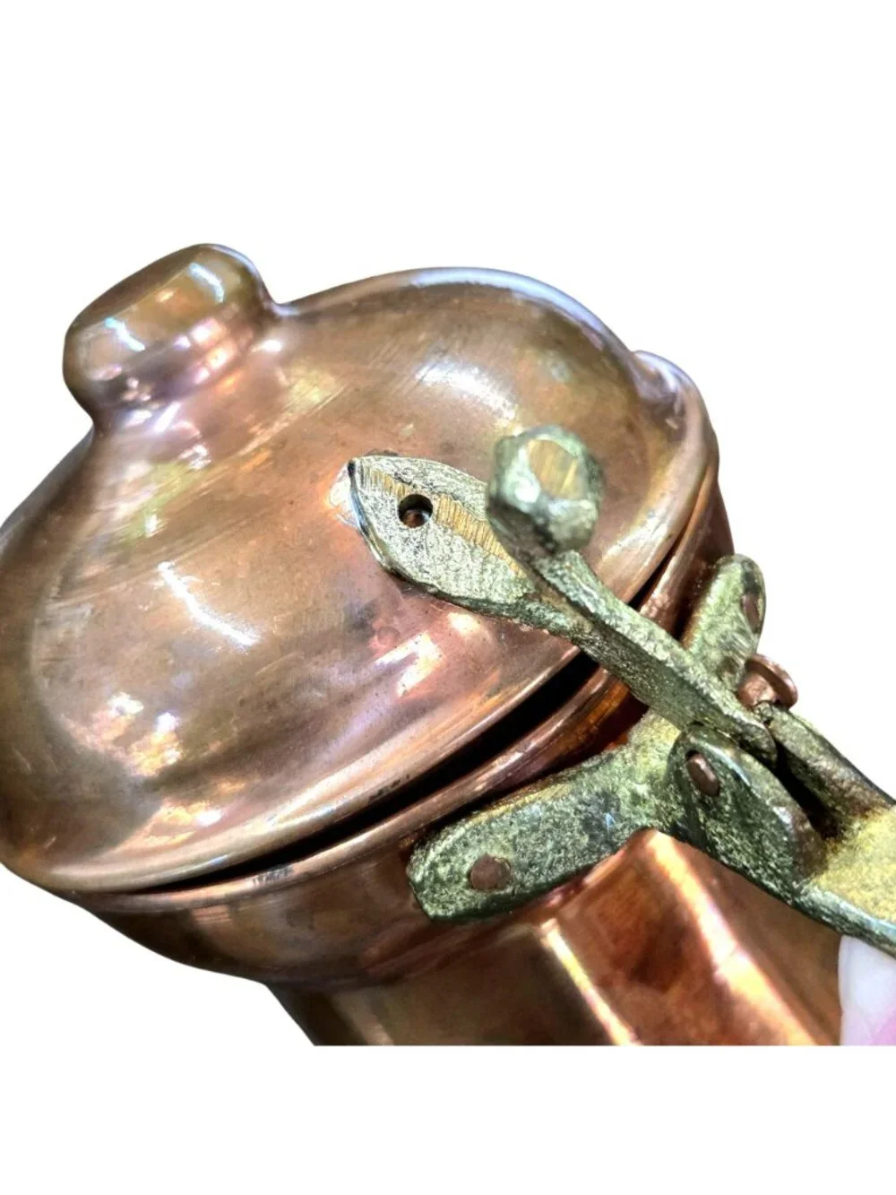 Vintage Handmade Copper Pitcher Brass Handle - 8 Inches Tall - Made In Turkey